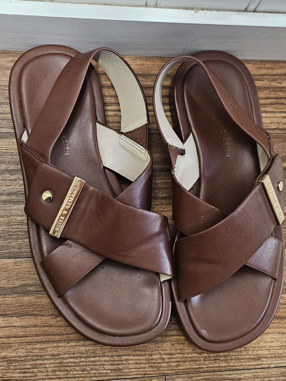 Audra Crossover Slingback Sandals - Dark Brown
